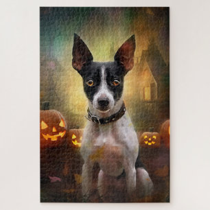 Puzzle Halloween Rat Terrier Avec La Peur Citrouille