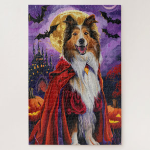 Puzzle Halloween Rough Collie Vampire Citrouilles effroi