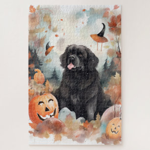 Puzzle Halloween Terre-Neuve avec la peur Citrouille