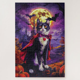 Puzzle Halloween Tuxedo Chat Vampire Citrouilles effroi