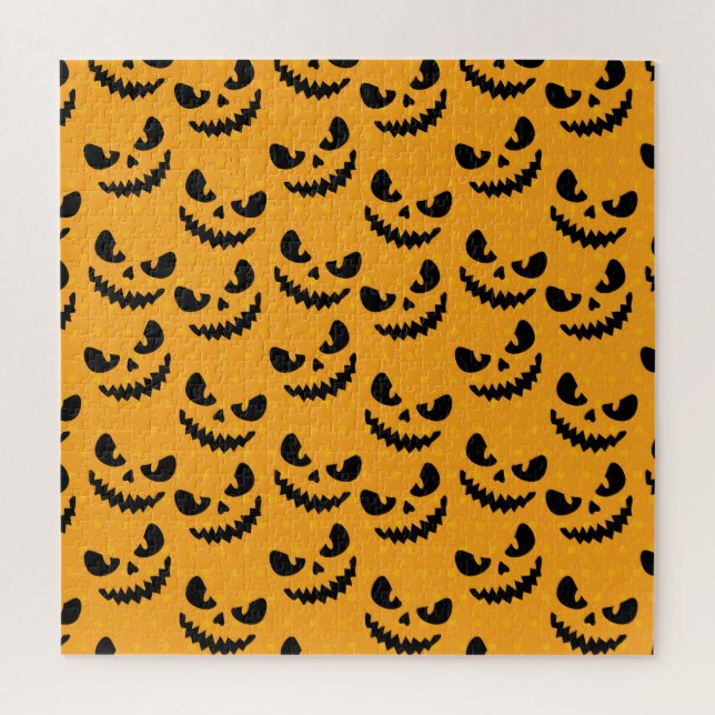 Puzzle Halloween : visages effrayants, style vintage. (Vertical)