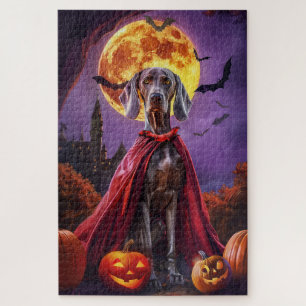 Puzzle Halloween Weimaraner Vampire Citrouilles effroi