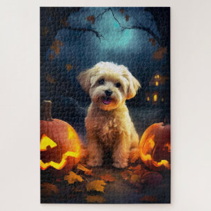 Puzzle Halloween Yorkipoo Avec La Peur Citrouille