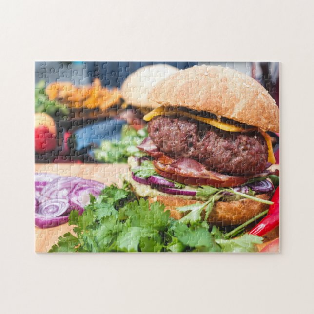 Puzzle Hamburger Délicieux Avec Tous Les Fixins (Horizontal)