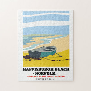 Puzzle Happisburgh Beach Norfolk travel poster