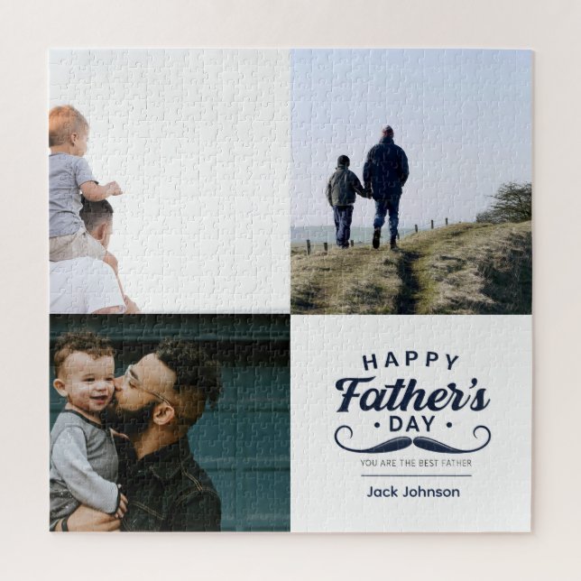 Puzzle Happy Father’s Day Mustache Tribute Design (Vertical)