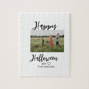 Puzzle Happy Halloween ajouter nom de famille photo noir