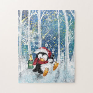 Puzzle Happy Penguin - Célébration de Noël Peinture amusa