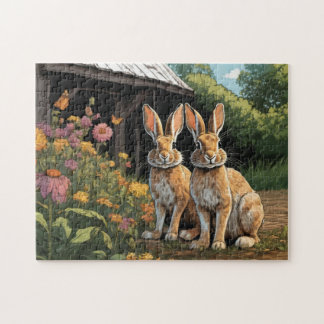 Puzzle Hares de ferme rustiques