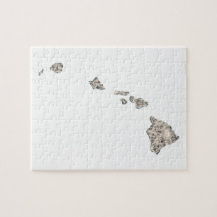 Puzzle Hawaii en forme de carte photo Vintage
