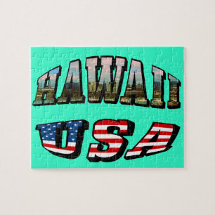 Puzzle Hawaii Picture et USA Flag Text