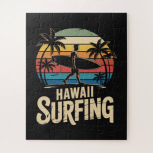 Puzzle Hawaii Surf Rétro - Surfeur Rétro de Plage au Couc