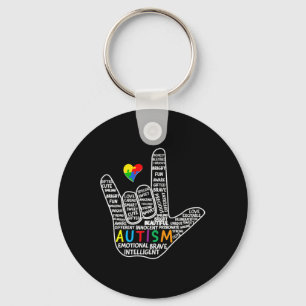 Puzzle Heart ASL Liebe Gebärdensprache Hand Autism Schlüsselanhänger