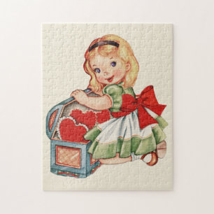 Puzzle Heart Girl Enfant Retro Enfants mignons