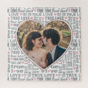 Puzzle Heart Shaped Photo True Love Valentines or Wedding