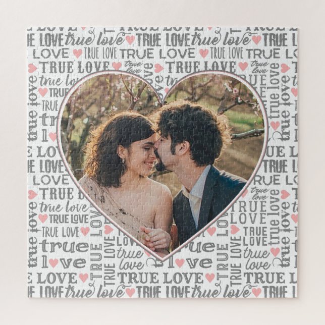 Puzzle Heart Shaped Photo True Love Valentines or Wedding (Vertical)