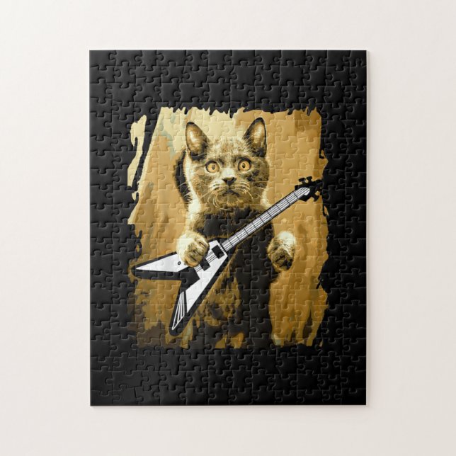 Puzzle Heavy metal guitar playing Cat Rocker Guitarist (Vertical)