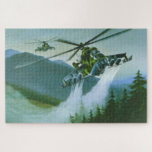 Puzzle Hélicoptère d'attaque Mil Mi-24 - Illustration