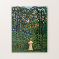 Henri Rousseau - Une femme marche dans une forêt e
