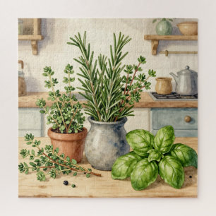 Puzzle Herbes fraîches de cuisine aquarelle