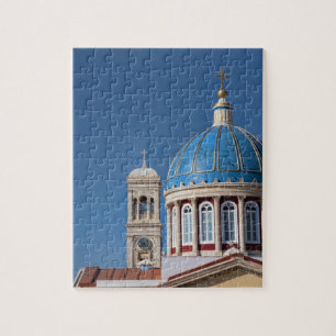 Puzzle Hermoupolis, île de Syros, Grèce. Dôme bleu de