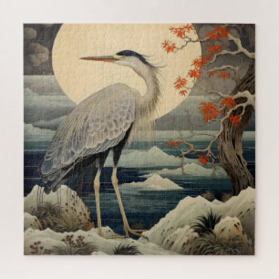 Puzzle Héron de nuit Ukiyo-e Art japonais