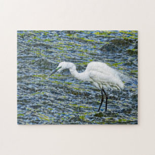 Puzzle Héron d'oiseaux à pattes blanches d'aigrettes neig