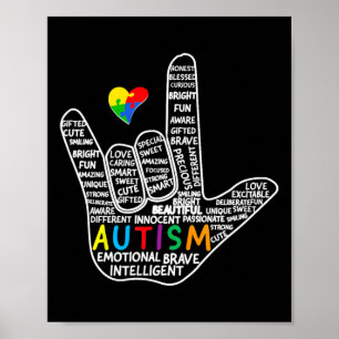 Puzzle Herz Asl Liebe Gebärdensprache Hand Autismu Poster