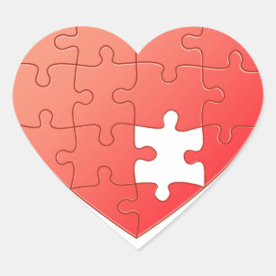 Puzzle-Herz Herz-Aufkleber