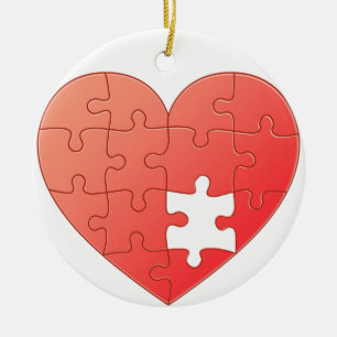 Puzzle-Herz Keramikornament