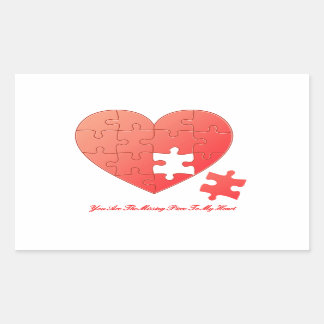 Puzzle Herz mit Vermisstem Stück Rechteckiger Aufkleber