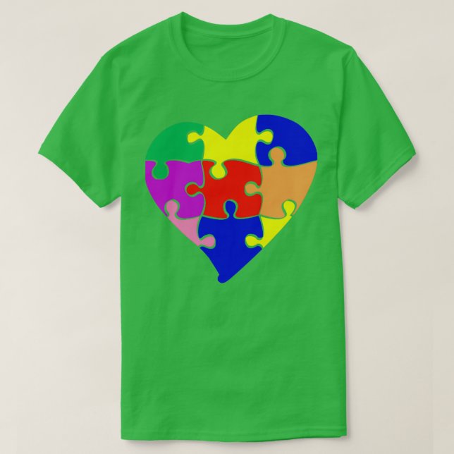 Puzzle Herz Shirt Farbenfrohe Autismus Bewusstsein (Design vorne)