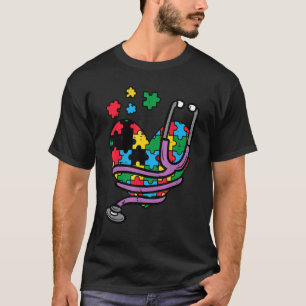 Puzzle-Herz-Stethoskop Autismus-Bewusstsein Pflege T-Shirt
