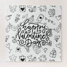 Heureuse Sainte-Valentin avec texte noir et art mi