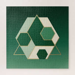 Puzzle Hexagone Géométrique Luxe Émeraude