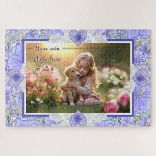 Puzzle Hibiscus & dentelle BLEU