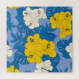 Puzzle Hibiscus flowers and leaves