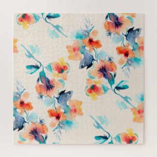 Puzzle Hibiscus Flowers : Motif d'illustration aquarelle