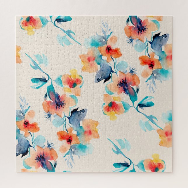 Puzzle Hibiscus Flowers : Motif d'illustration aquarelle (Vertical)