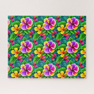 Puzzle Hibiscus tropicaux Fleurs et Feuilles de la jungle