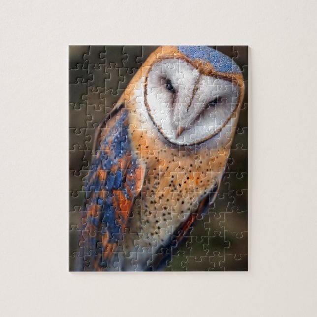 Puzzle Hibou de grange en forme de coeur de visage (Vertical)