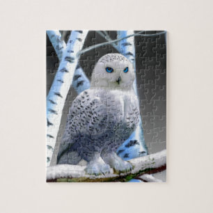 Puzzle Hibou des neiges aux yeux bleus