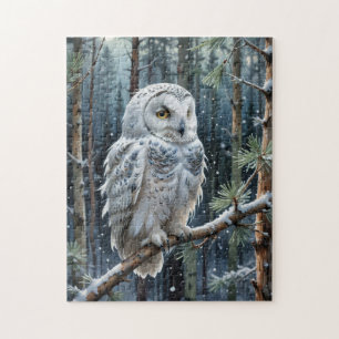 Puzzle Hibou des neiges en hiver