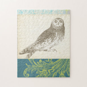 Puzzle Hibou gris sur l'arrière - plan de motif
