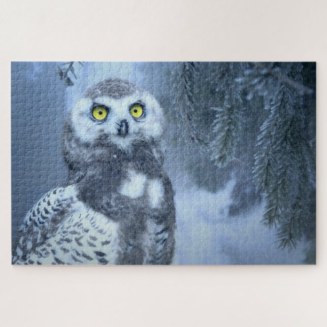 Puzzle Hibou Neige Neige Hibou Oiseau Hiver Forêt (Horizontal)