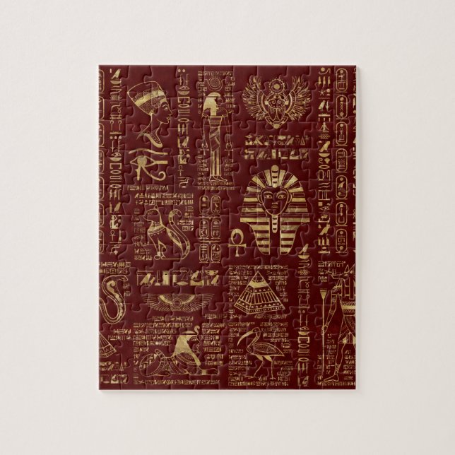 Puzzle Hiéroglyphes et cuir égyptiens de rouge de (Vertical)