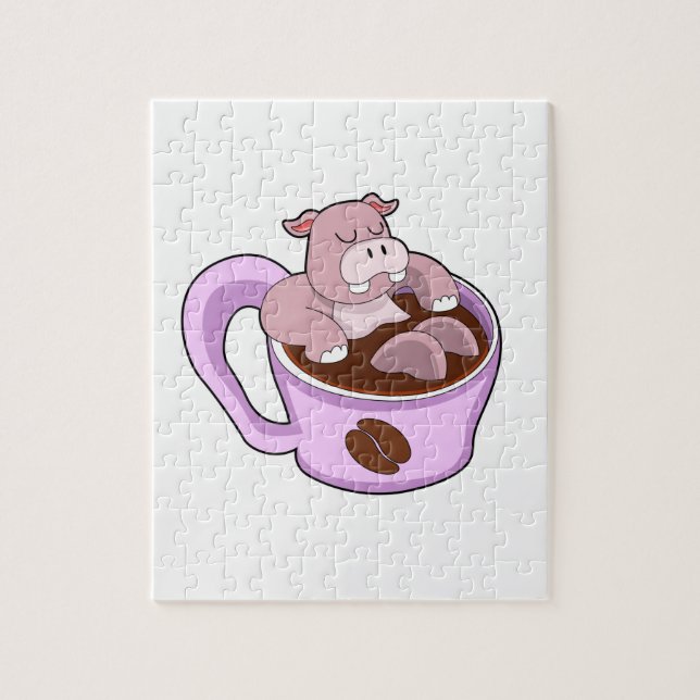Puzzle Hippo avec la coupe du café (Vertical)
