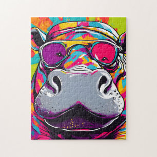 Puzzle Hippo Avec Lunettes De Soleil Pop Art