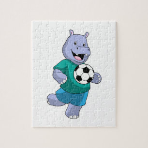 Puzzle Hippo comme joueur de football avec Soccer