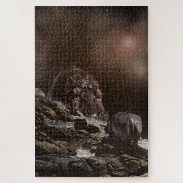 Puzzle Hippo géant trouve l'amour, (Vertical)